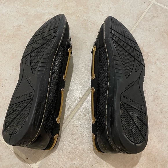 Black Patent Leather Faux Alligator Sperry Loafers - Picture 2 of 4